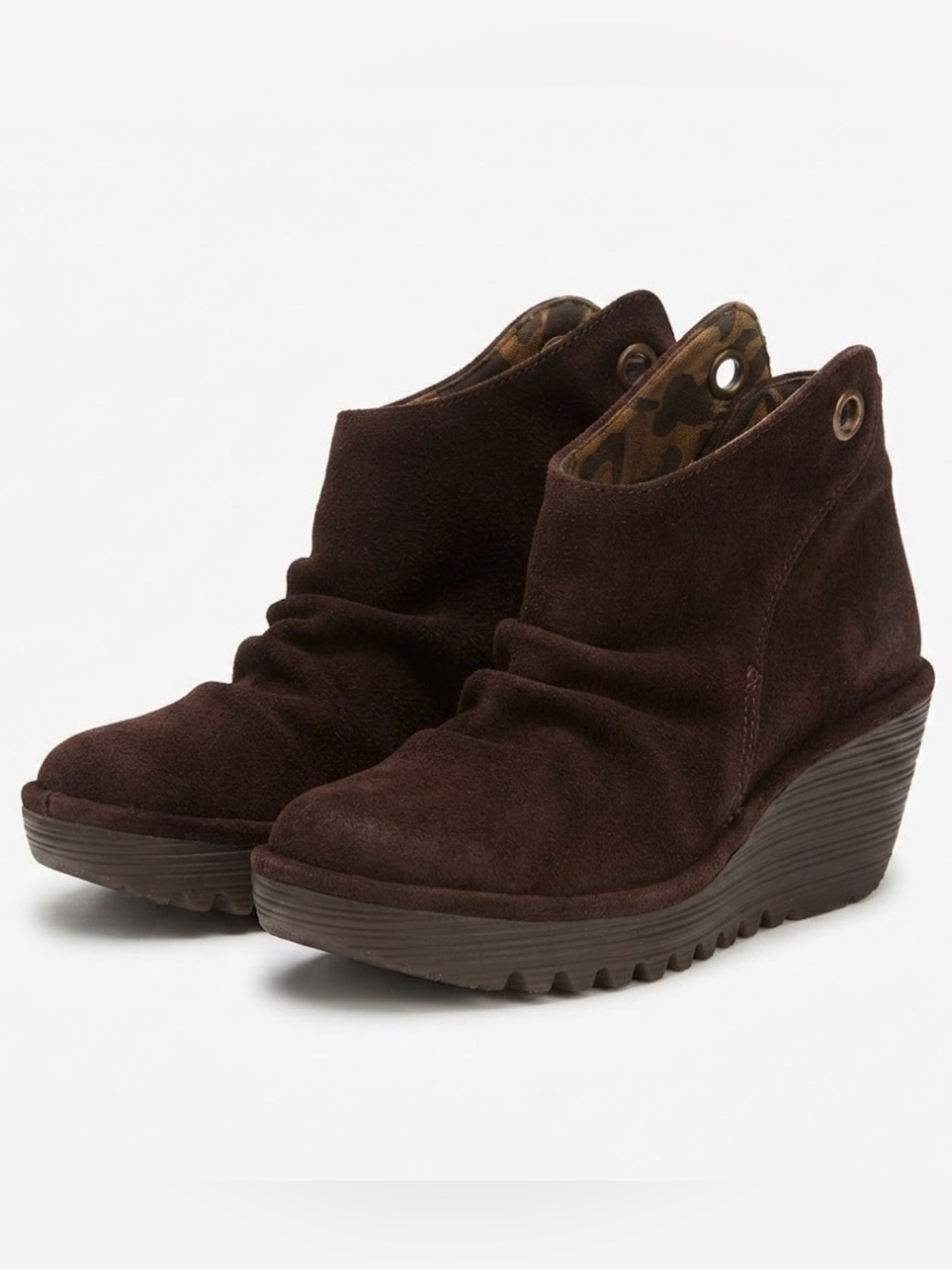 Fly London Brown Suede Wedge Ankle Boots - Made in Portugal - Size 36 (US 5.5-6)